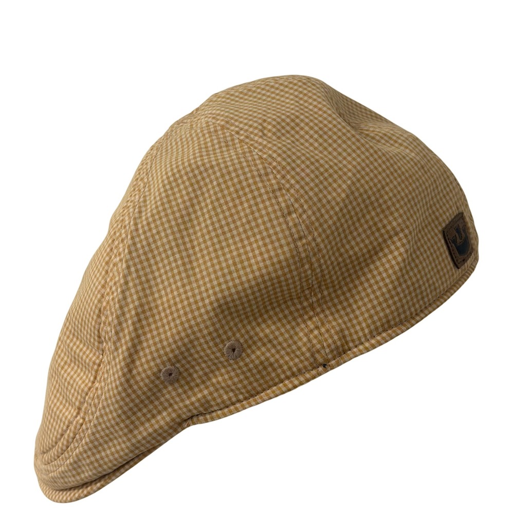 Goorin Bros Mens Tan Gingham Check Flat Cap Hat Newsboy Cotton S Small 3-0425
